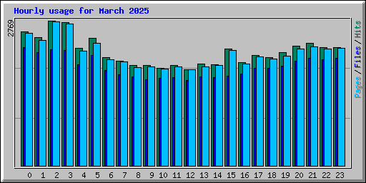 Hourly usage for March 2025