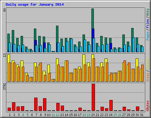Daily usage for January 2014