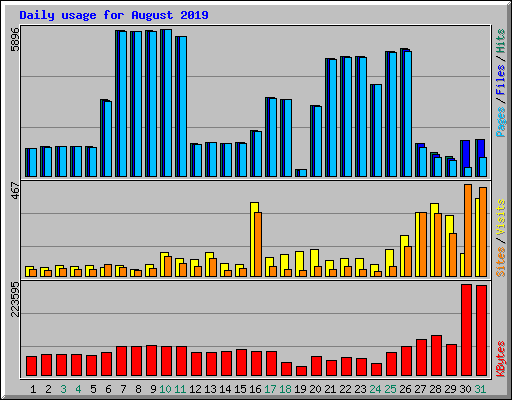 Daily usage for August 2019