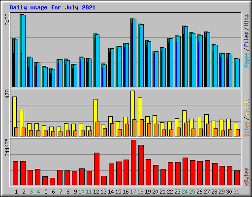 Daily usage for July 2021