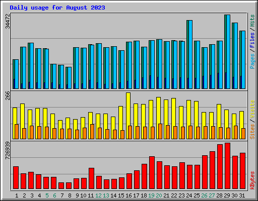 Daily usage for August 2023