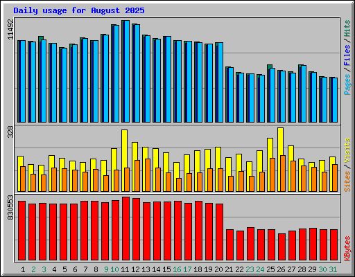 Daily usage for August 2025