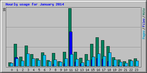 Hourly usage for January 2014